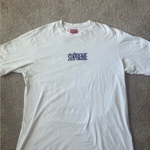 Supreme White Tee with Blue Logo